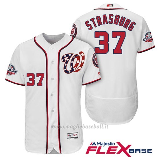 Maglia Baseball Uomo Washington Nationals Stephen Strasburg Bianco 2018 All Star 1ªAlterner Flex Base